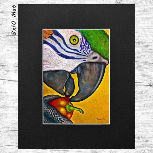 The Chili Parrot (Matted) Art Print 5x7