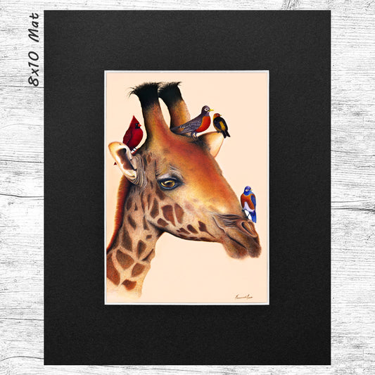 The Giraffe & Friends (Matted) Art Print 5x7