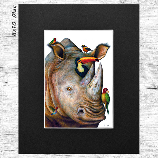 The Rhino & Friends (Matted) Art Print 5x7