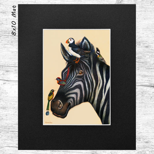 The Zebra & Friends (Matted) Art Print 5x7